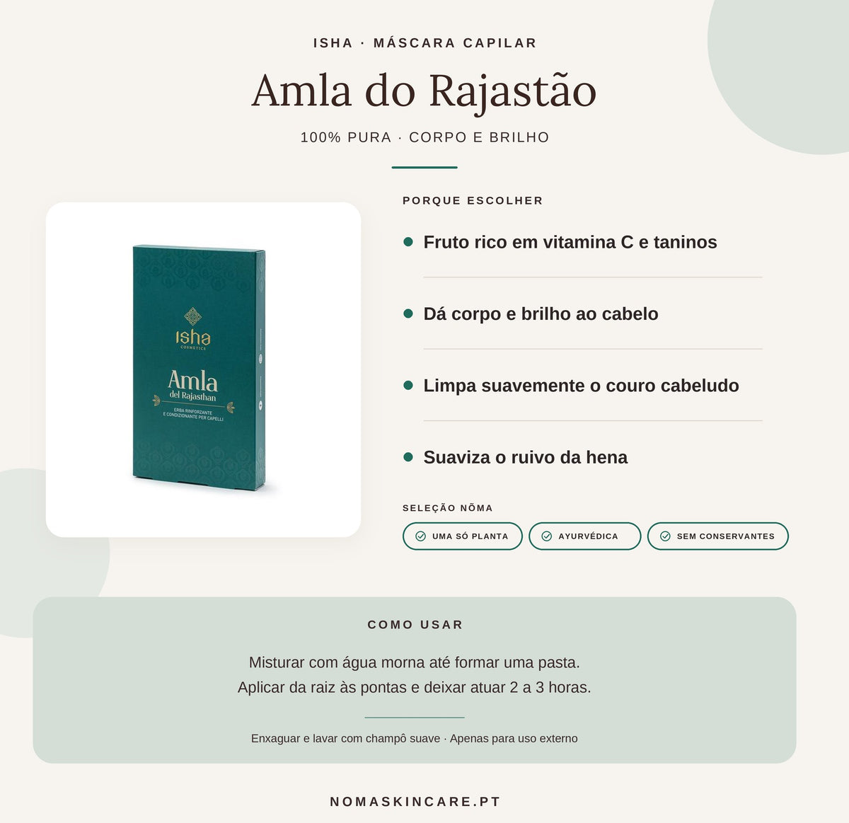 Máscara Amla do Rajastão em Pó 100% Pura