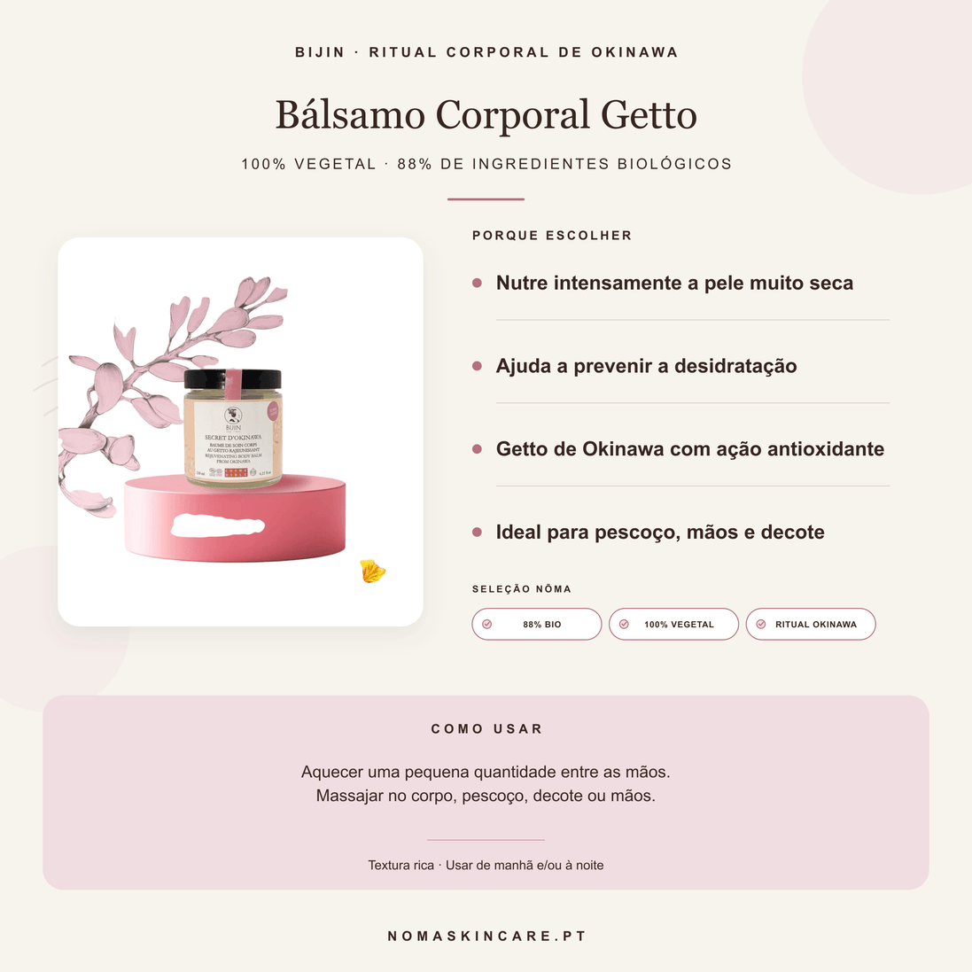 Benefícios e modo de uso do bálsamo corporal Secret d’Okinawa — BIJIN