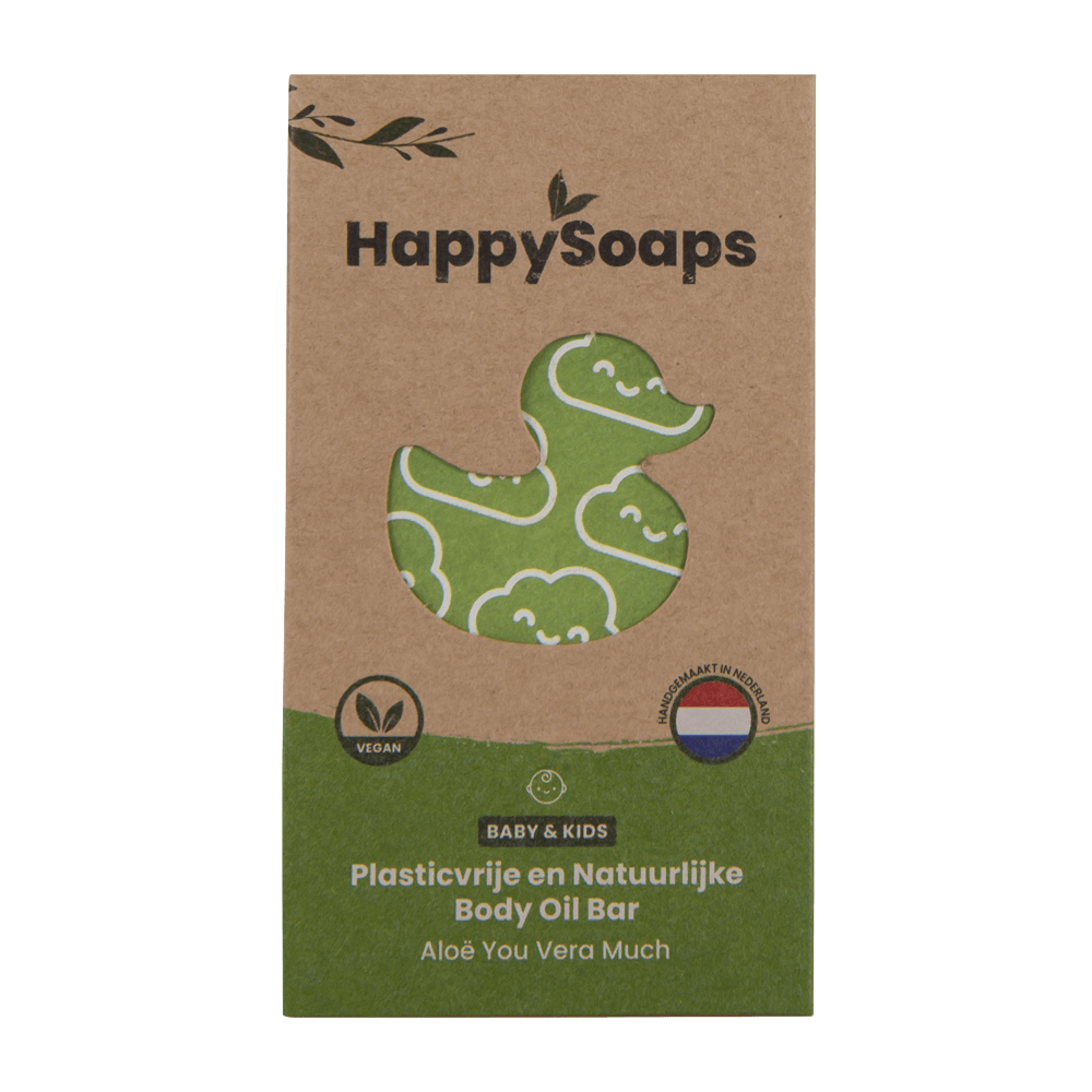 Barra de Óleo Corporal para Bebé e Criança com Aloé Vera · HappySoaps · 60 g