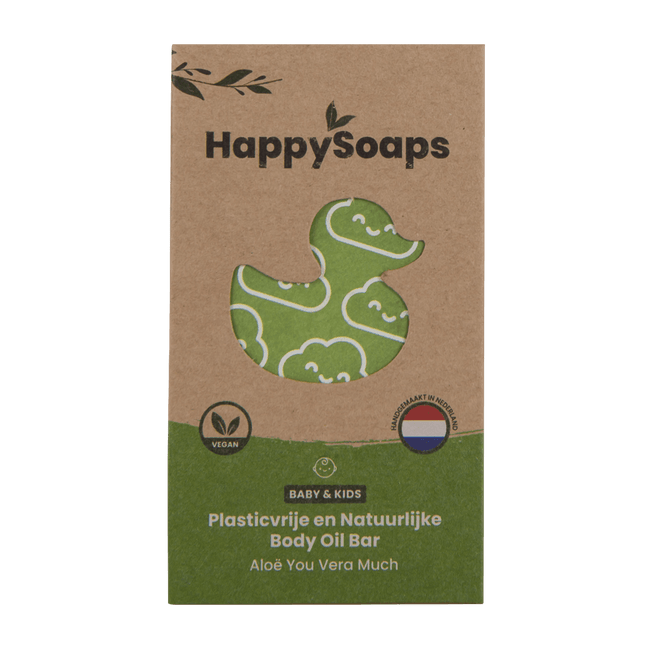Barra de Óleo Corporal para Bebé e Criança com Aloé Vera · HappySoaps · 60 g