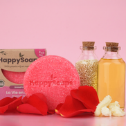 Champô Sólido com Aroma de Rosa e Óleo de Gerânio — ambiente · HappySoaps