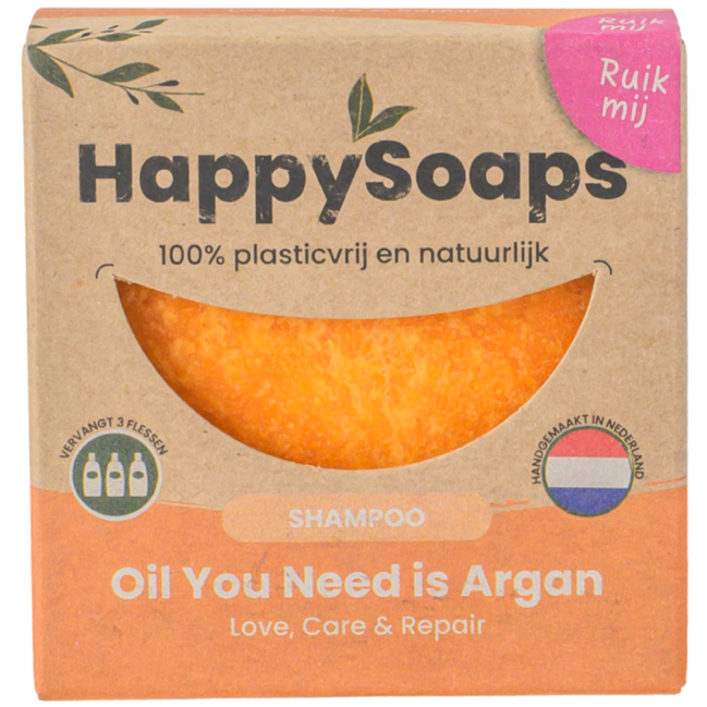 Champô Sólido com Óleo de Argão para Cabelo Danificado · HappySoaps · 70 g