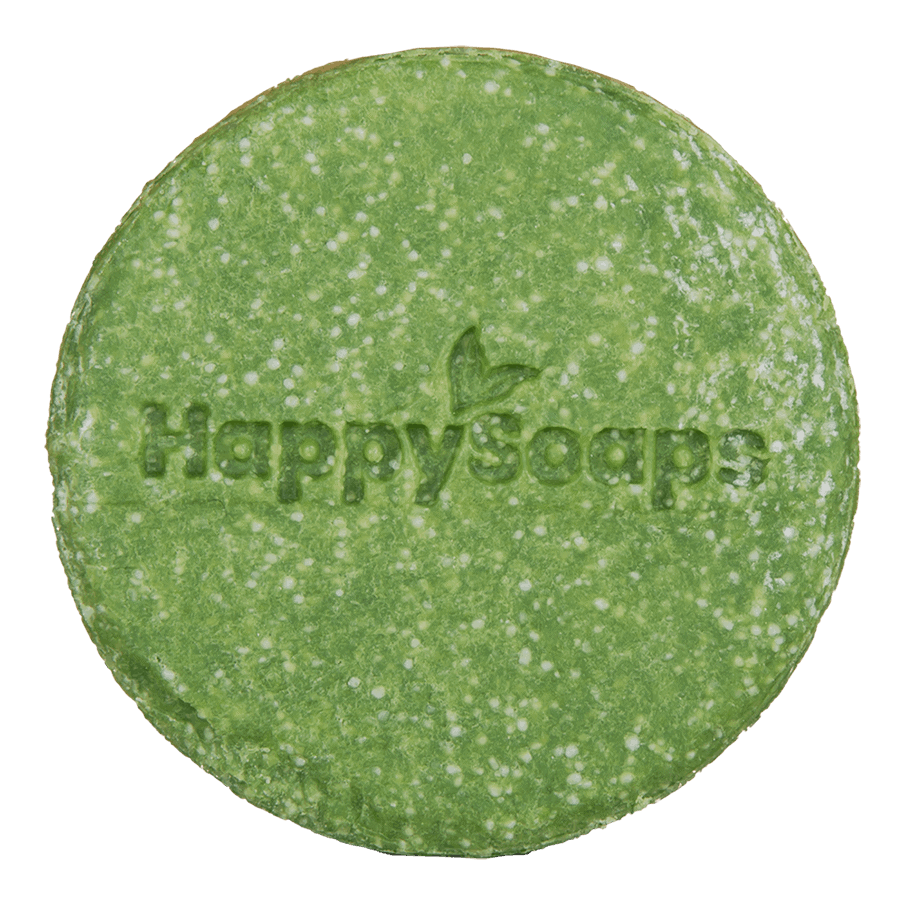 Detalhe e escala — Champô Sólido de Aloé Vera para Uso Diário · HappySoaps · 70 g