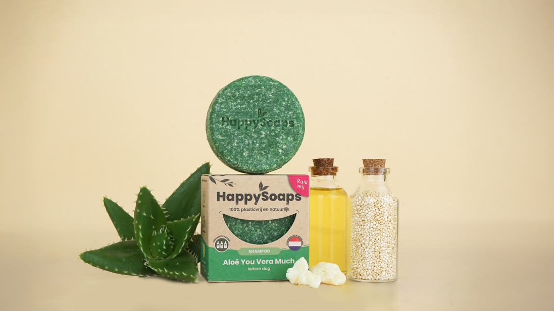 Champô Sólido de Aloé Vera para Uso Diário — ambiente · HappySoaps