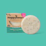 Detalhe e escala — Champô Sólido de Coco com Sementes de Papoila · HappySoaps · 70 g