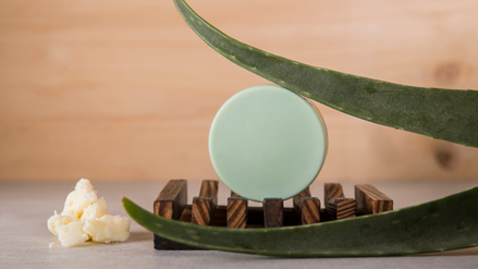 Condicionador Sólido de Aloé Vera com Manteiga de Karité — ambiente · HappySoaps