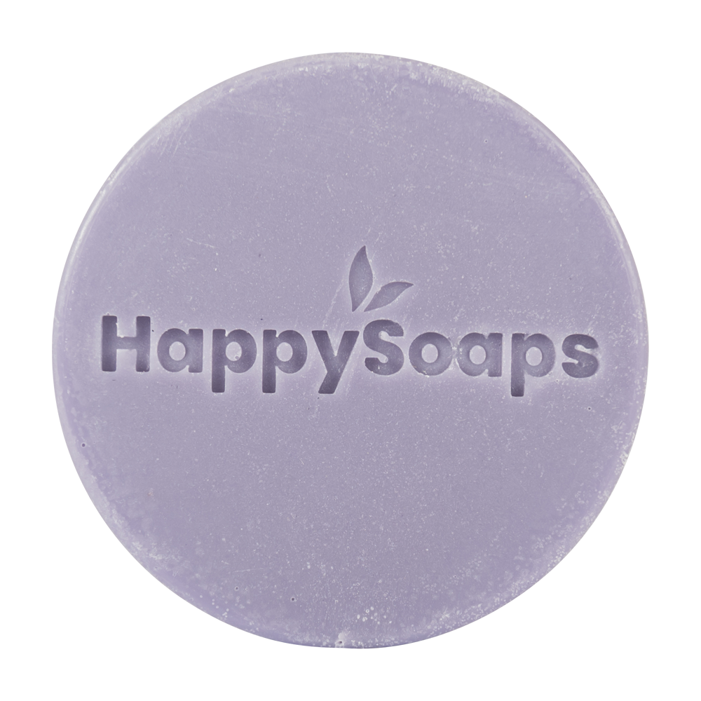 Detalhe e escala — Condicionador Sólido de Lavanda com Manteiga de Karité · HappySoaps · 65 g