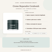 Benefícios e modo de uso — Creme Reparador de Barreira com Ceramidas e CICA — K-Beauty · CUTEN