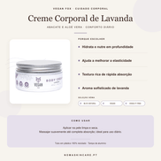 Benefícios e modo de uso — Creme Corporal de Lavanda com Abacate e Aloé Vera · Vegan Fox Cosmetics