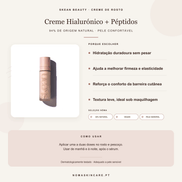 Benefícios e modo de uso — Creme de Rosto com Ácido Hialurónico e Péptidos · SKEAN BEAUTY