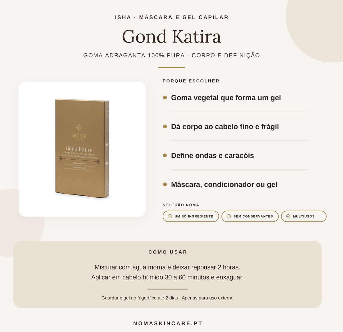 Máscara Gond Katira em Pó — Goma Adraganta 100% Pura
