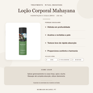 Benefícios e modo de uso — Loção Corporal Mahayana · TREATMENTS