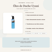 Benefícios e modo de uso — Óleo de Duche Uyuni · TREATMENTS