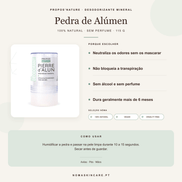 Benefícios e modo de uso — Pedra de Alúmen — Desodorizante Natural em Stick 115 g · Propos'Nature