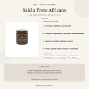 Benefícios e modo de uso — Sabão Preto Africano com Óleo Essencial de Eucalipto · ISHA