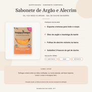 Benefícios e modo de uso — Sabonete Corporal com Óleo de Argão e Alecrim · HappySoaps