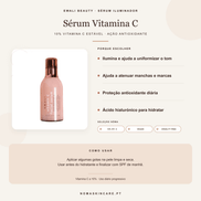 Benefícios e modo de uso — Sérum Facial com Vitamina C · EWALI BEAUTY