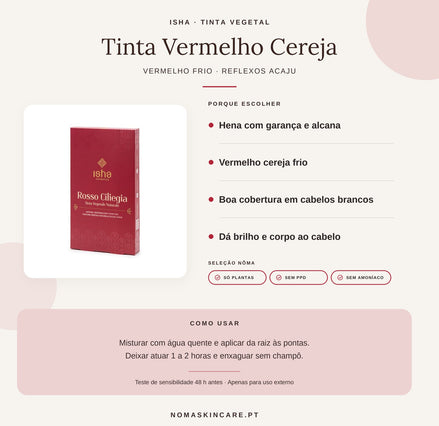 Tinta Vegetal Coloração Natural Vermelho Cereja